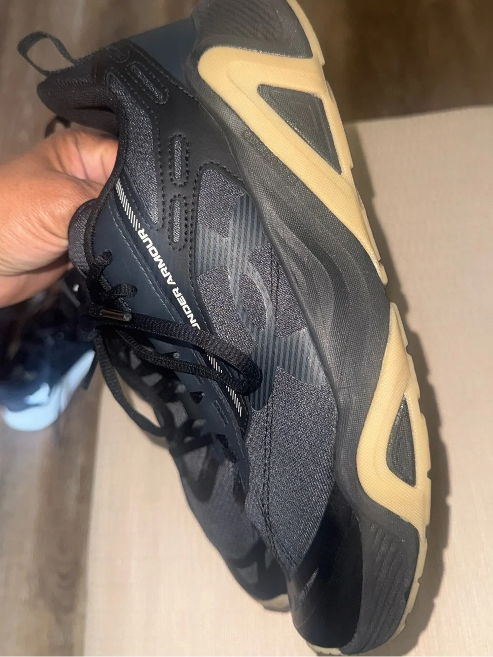 Under Armour charge commit TR size Men’s Black Sneakers with Gum Sole size 10